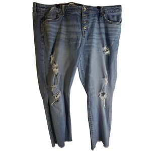 Torrid Jeans Womens Plus Size 22W 44x26 Stretch Crop Boyfriend Distressed Ripped